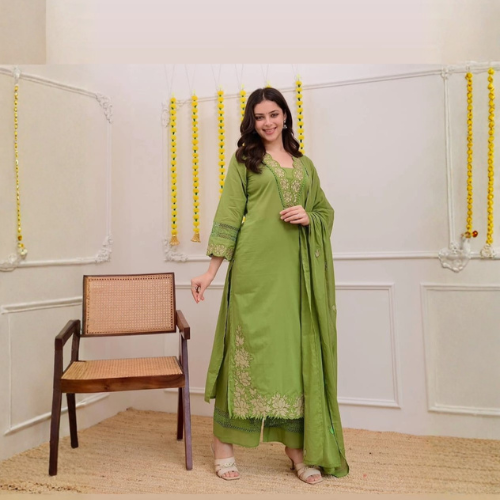 Embroidered Kurta Set with Dupatta