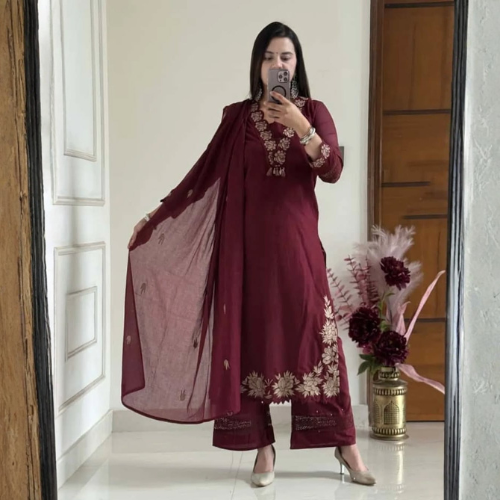 Embroidered Kurta Set with Dupatta