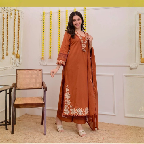 Embroidered Kurta Set with Dupatta