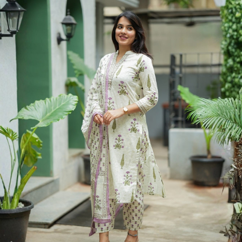 Printed Kurta Set with Dupatta